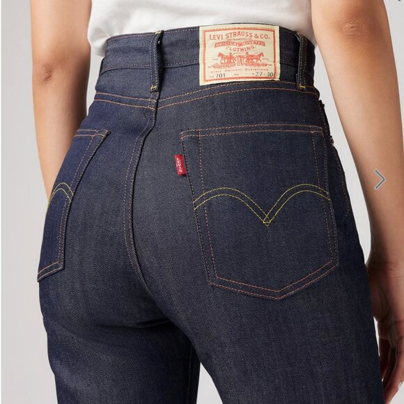 Levis 1950s 701 Jeans sz 26/32 Organic Cotton Dark Indigo/ NWOT Made in Japan - Picture 1 of 6